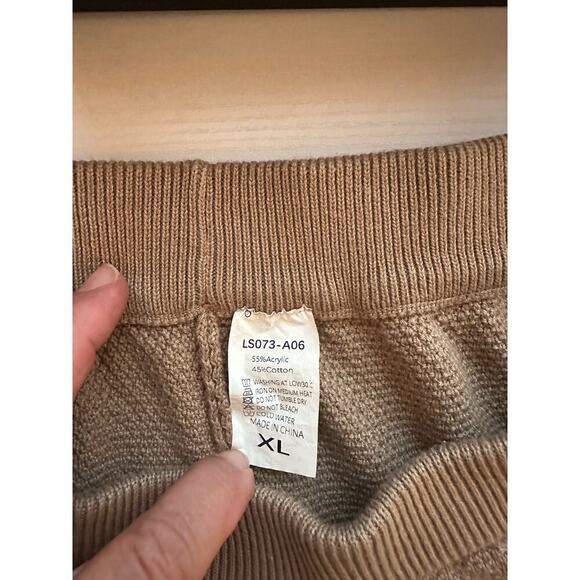 High Waisted Women's Acrylic Cotton Blend Knit Pull On Comfort Short Size XL Tan - Picture 5 of 5